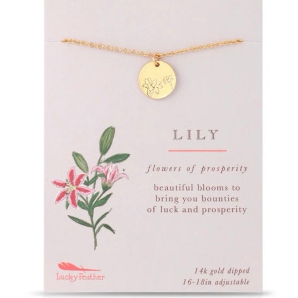 NWOT Dainty 18k dipped gold Lily Prosperity pendant necklace